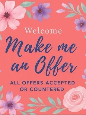 Welcome 'Make Me an Offer' Coral Floral Wall Art Sign